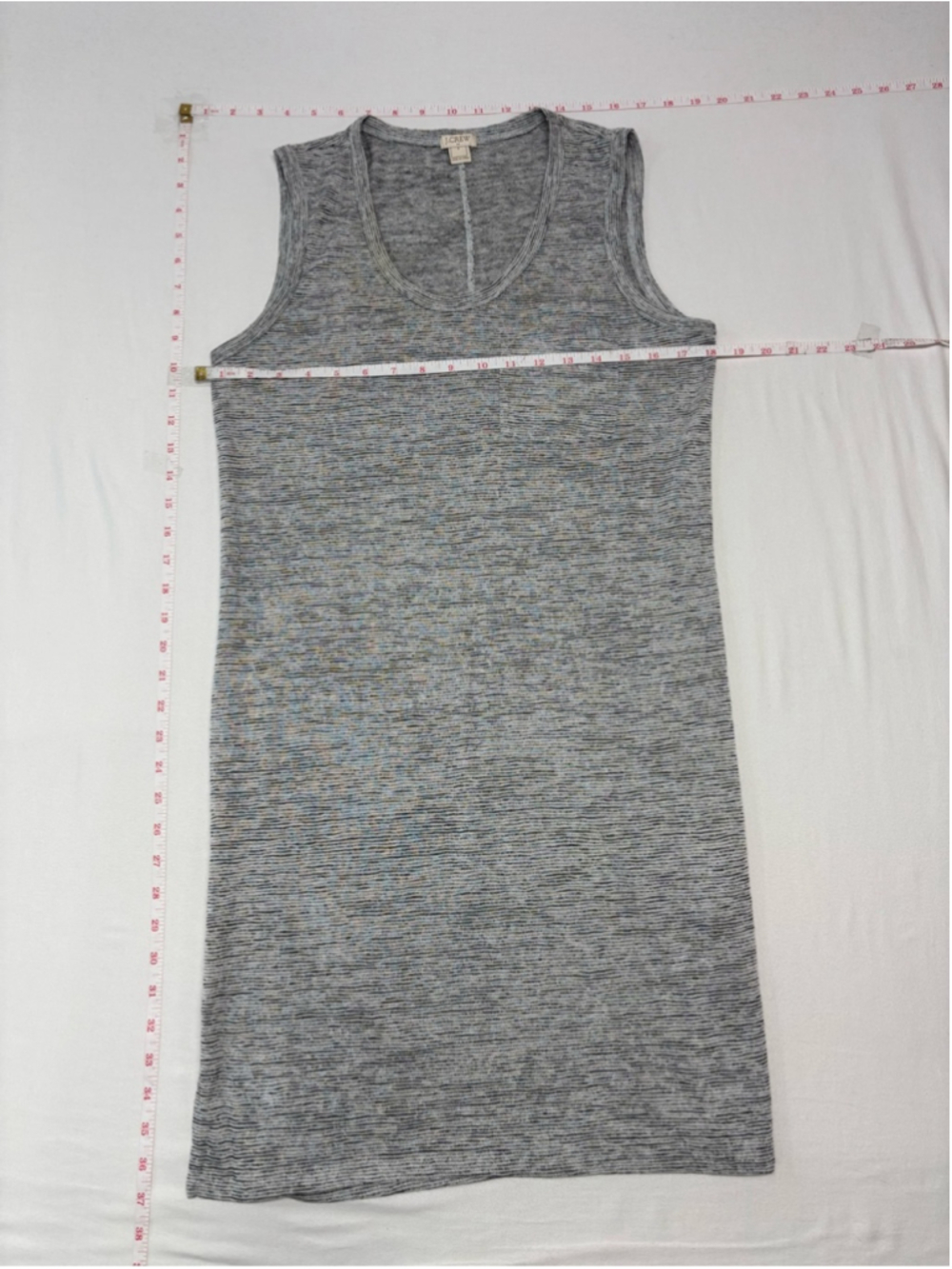 J. Crew Gray Sleeveless tank dress scoop neck micro stripe 372 stretch casual - Picture 6 of 7